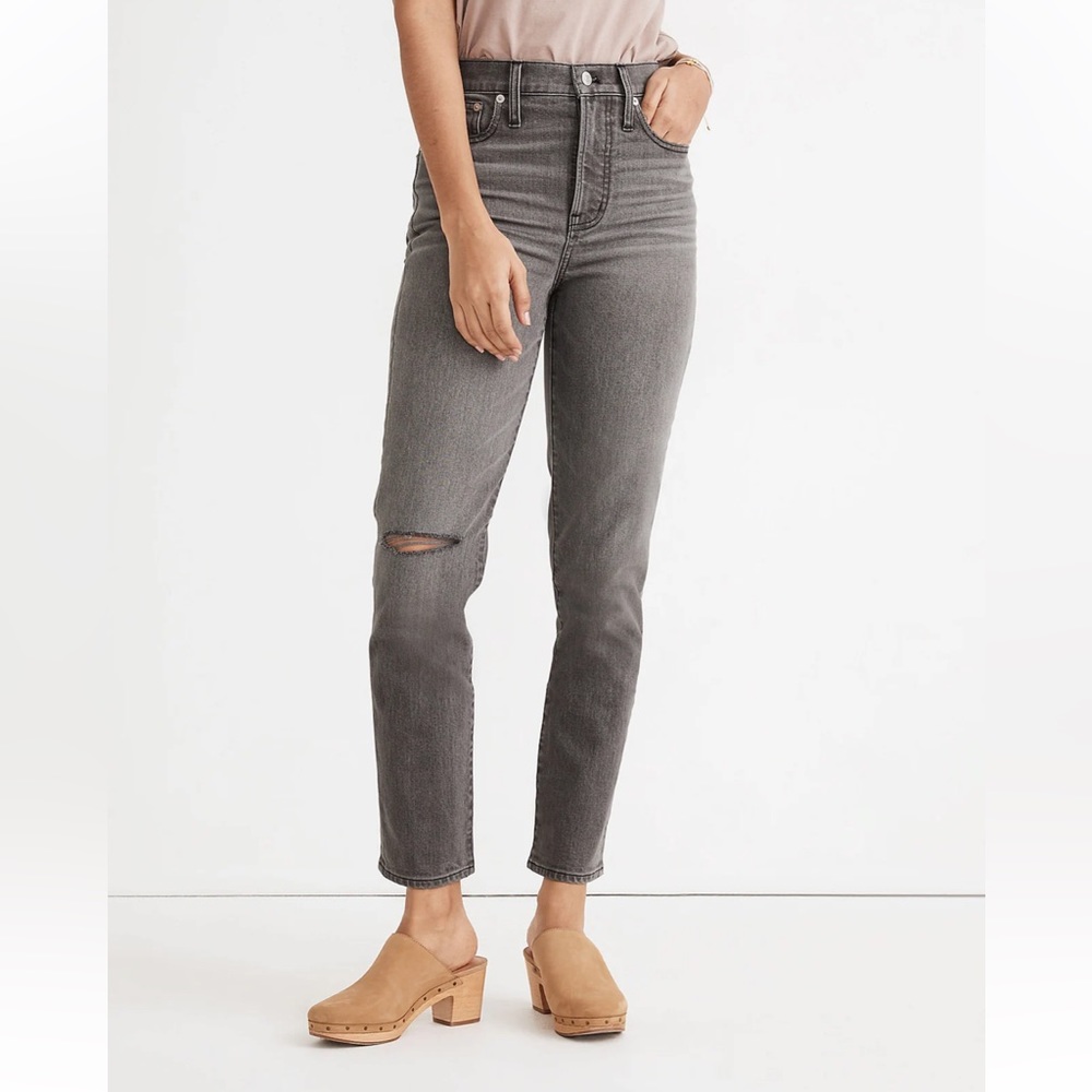Madewell Perfect Vintage In Connell Wash Ripped Edition Gray Denim Size 27